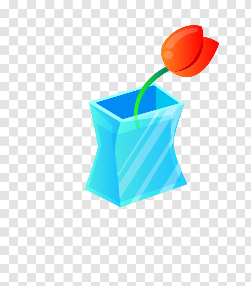 Vase Blue Flower - Rose - Mounted In A Of Flowers Transparent PNG