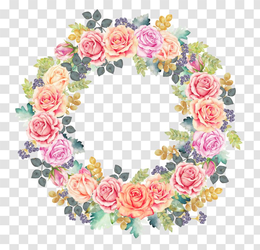 Flower Wreath Floral Design Clip Art - Greeting Note Cards - Flores Acuarelas Transparent PNG