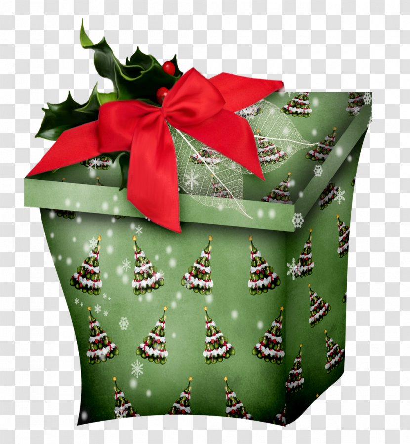 Gift Christmas Box Greeting Card - Green Transparent PNG