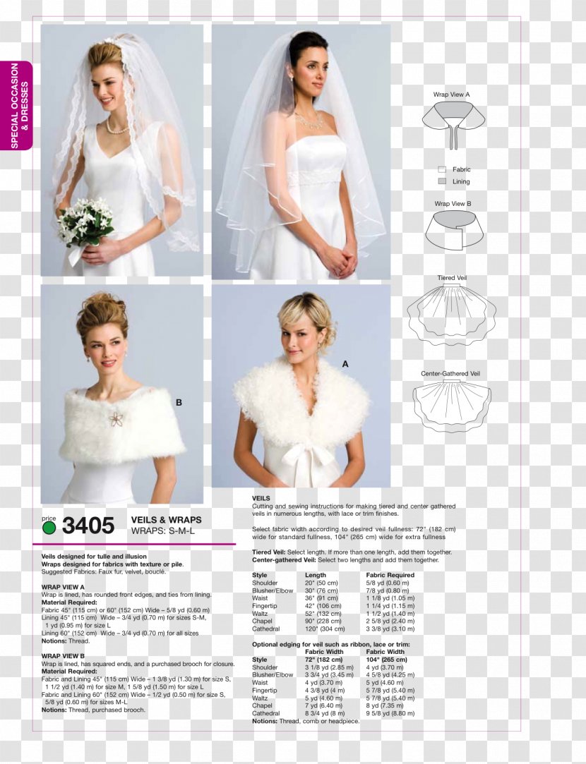Wedding Dress Bride Sewing Veil Pattern - Hat - Bridal Transparent PNG