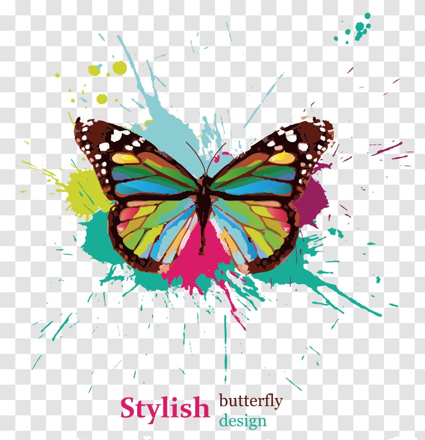 Facebook Watercolor Painting - Poster - Colorful Butterfly Vector Elements Transparent PNG