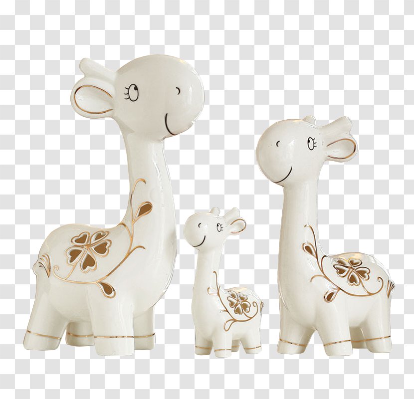 Red Deer Giraffe Ceramic Ornament - Figurine - A Family Of Three Ornaments Transparent PNG