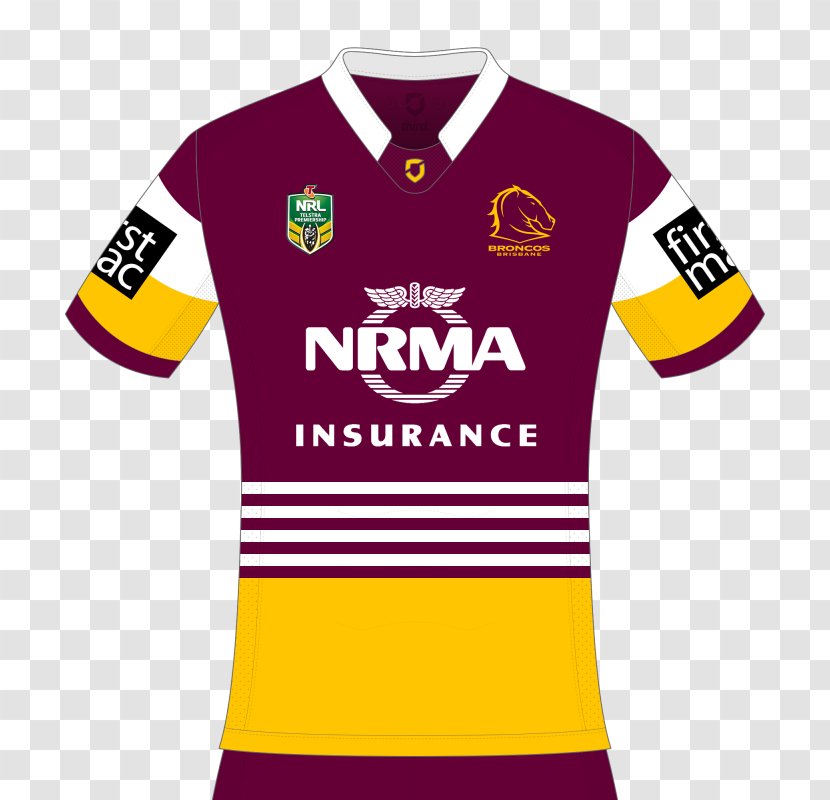 2018 Brisbane Broncos Season T-shirt National Rugby League Jersey - T Shirt Transparent PNG