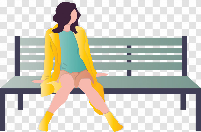 Park Bench Girl Transparent PNG