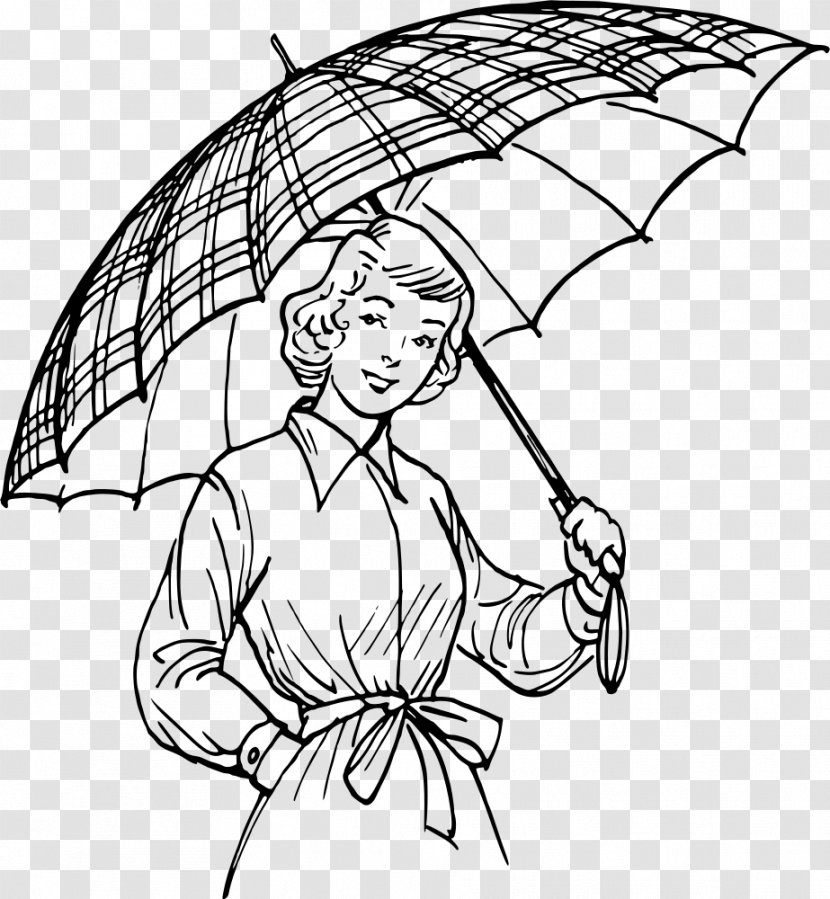 Line Art Drawing Umbrella Black And White Clip - Fashion Accessory Transparent PNG