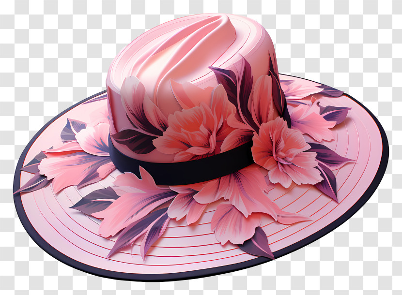 Hat - Pink Floral Hat Transparent PNG
