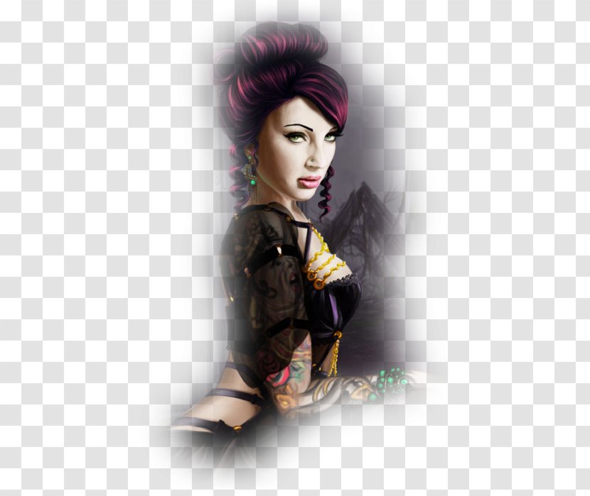 Black Hair Coloring Purple - Geisha Transparent PNG