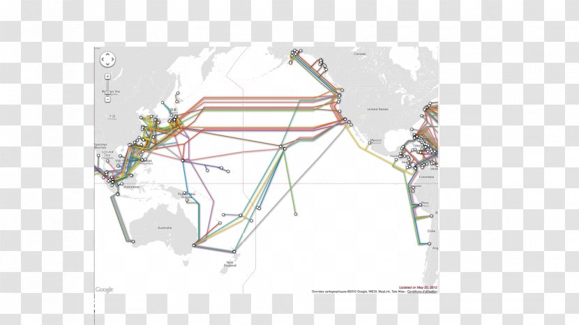 Submarine Communications Cable Electrical Optical Fiber Internet - Google Maps - Map Transparent PNG