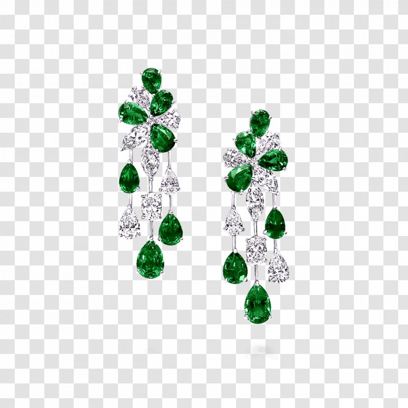 Earring Graff Diamonds Jewellery Emerald Transparent PNG