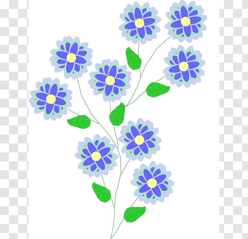 Blue Flower Clip Art - Daisy - Flowers Line Cliparts Transparent PNG
