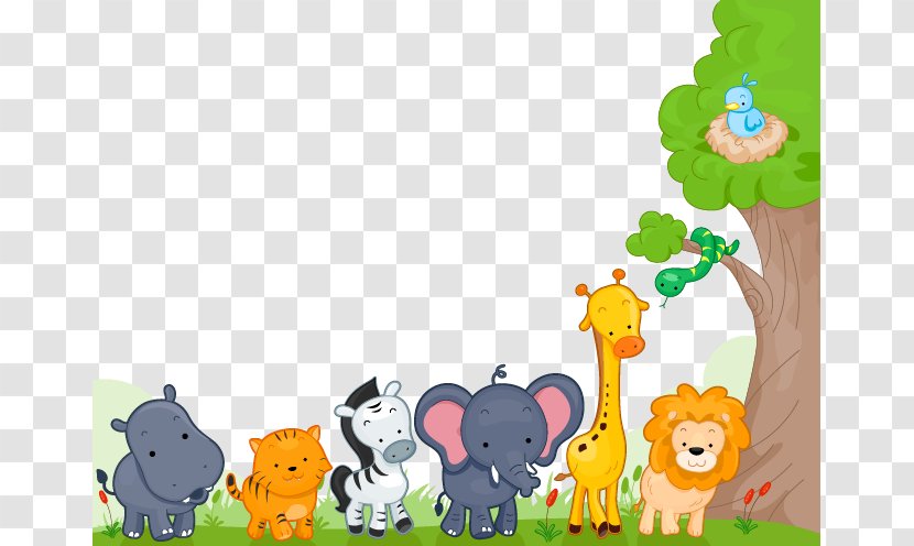 Disneys Animal Kingdom Cartoon Stock Photography Royalty-free - Grass - Hand-painted Elephants Lions Zebras Element Transparent PNG