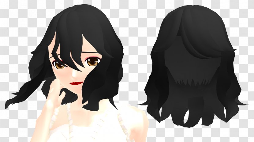 Hairstyle MikuMikuDance Black Hair Model - Silhouette - Short Transparent PNG