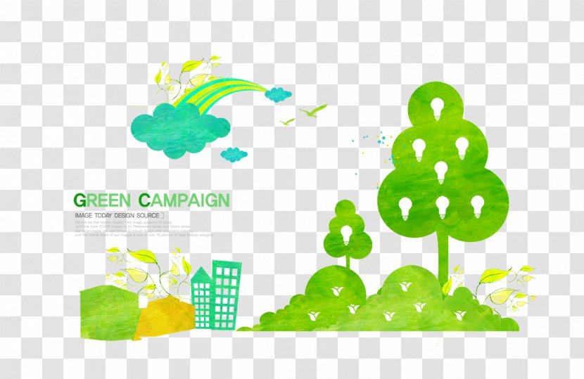 Green Energy Environmental Protection Illustration - Poster - Cartoon Landscape Free Download Transparent PNG