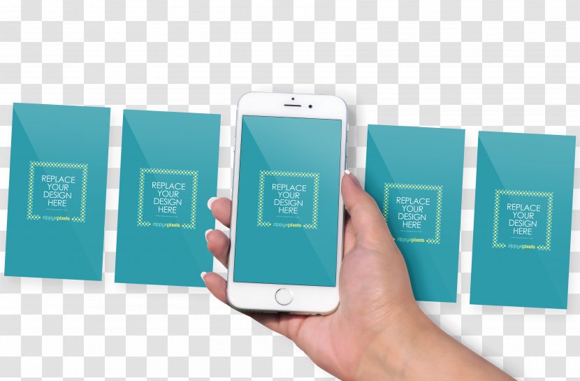 IPhone 6 Mockup User Interface - World Wide Web - Blue Mobile Phone Hand Holding A Cell Page Transparent PNG