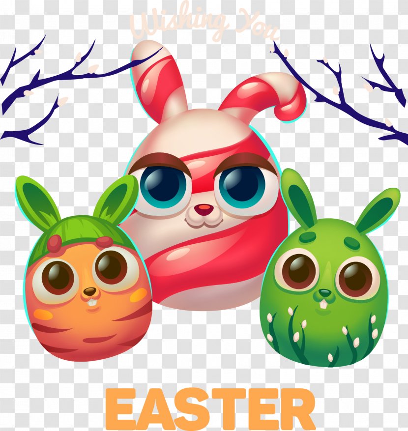 Easter Bunny Eggs Coloring Book Free Pages - Vector Cartoon Rabbit Transparent PNG