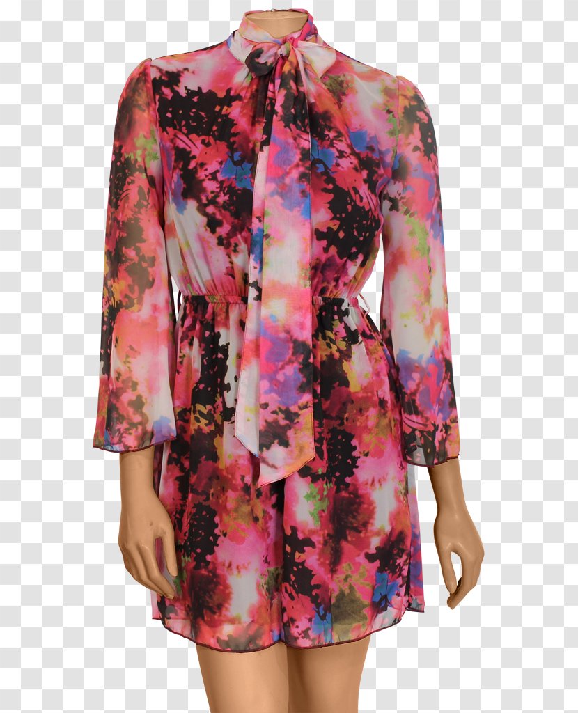 Fashion Sleeve Blouse Dress Magenta - Neck Transparent PNG