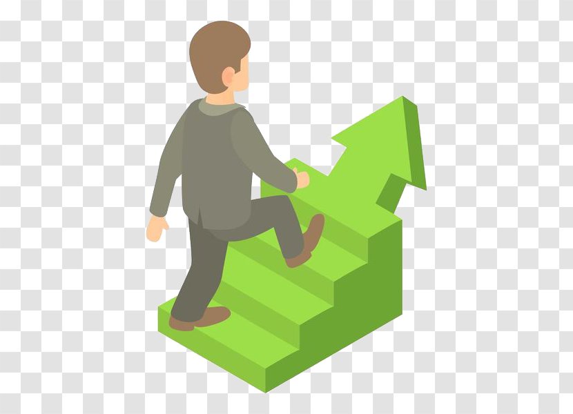Businessperson Ladder Icon - Cartoon - The Green Arrow Man Transparent PNG