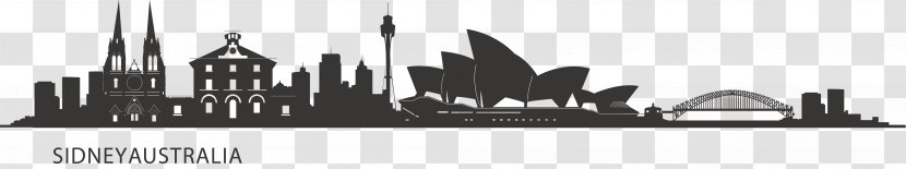 City Of Sydney Skyline Silhouette - Monochrome Photography - City,Sketch Transparent PNG