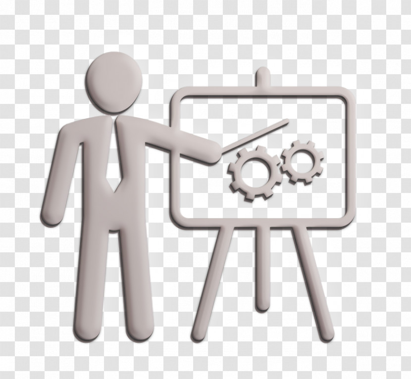 People Icon Humans Resources Icon Businessman In Apresentation With A Graphic On A Board Icon Transparent PNG
