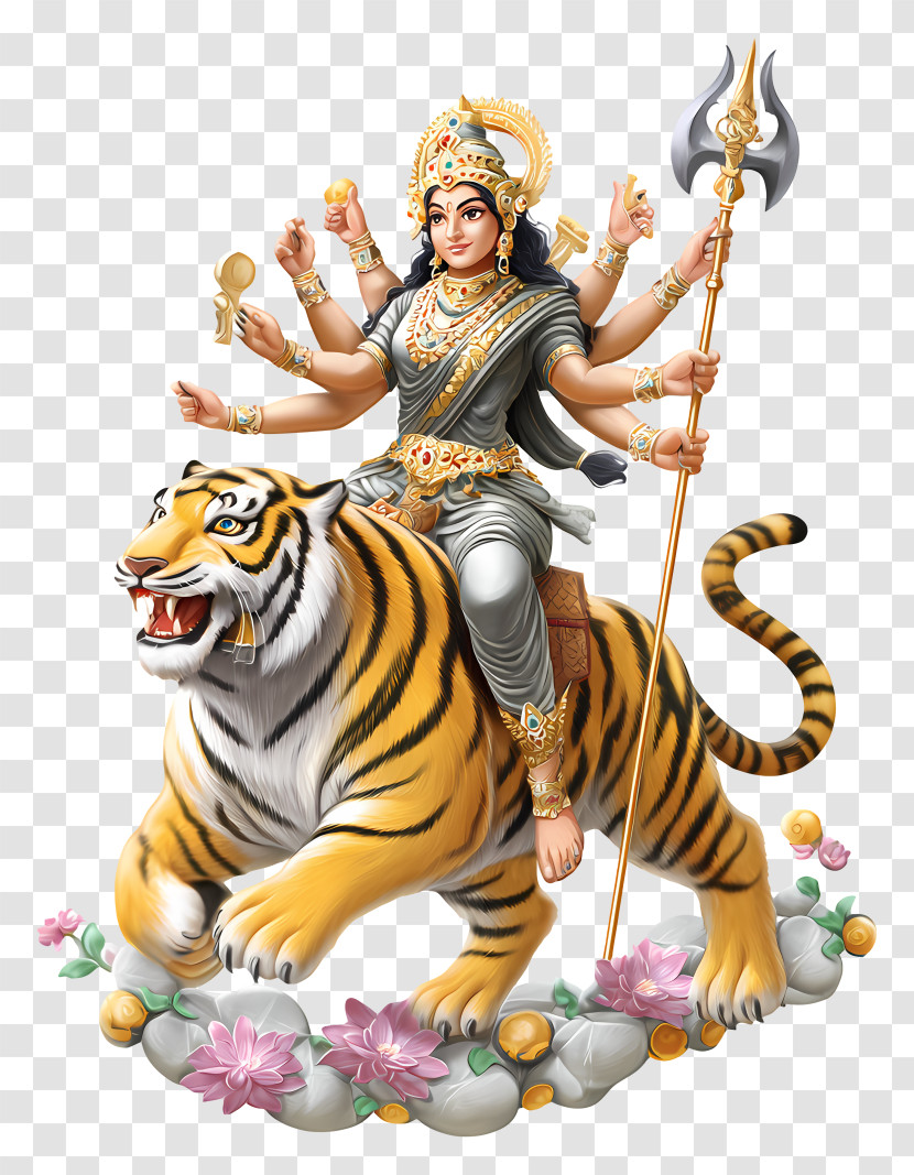 Kushmanda - Goddess Riding A Tiger (Durga) Transparent PNG