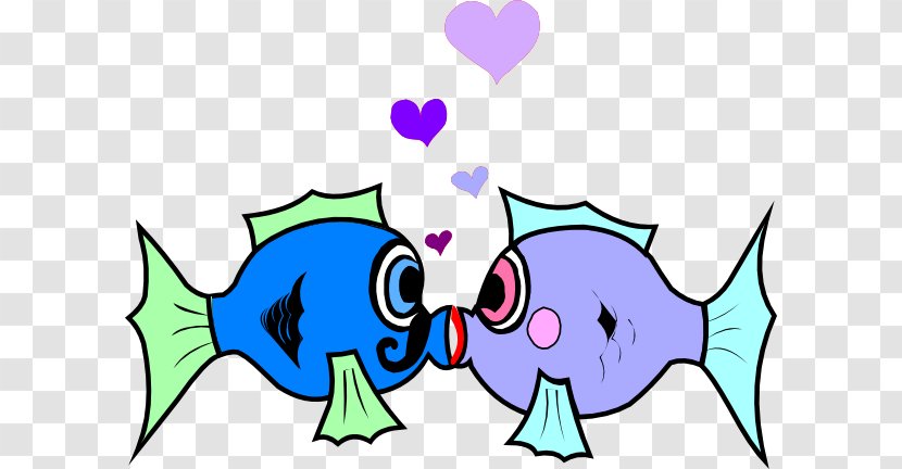 Kissing Gourami Fish Clip Art - Heart - Two People Cartoon Transparent PNG