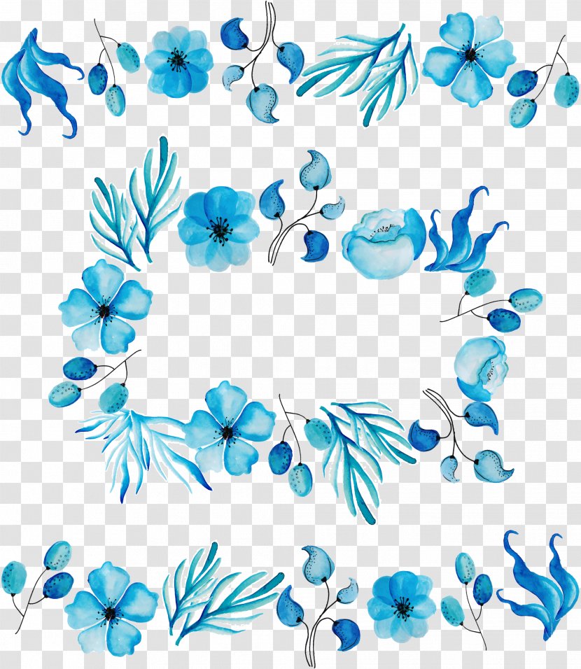 Floral Design Cut Flowers Petal Blue Leaf - Product - Sky Watercolor Pattern Transparent PNG