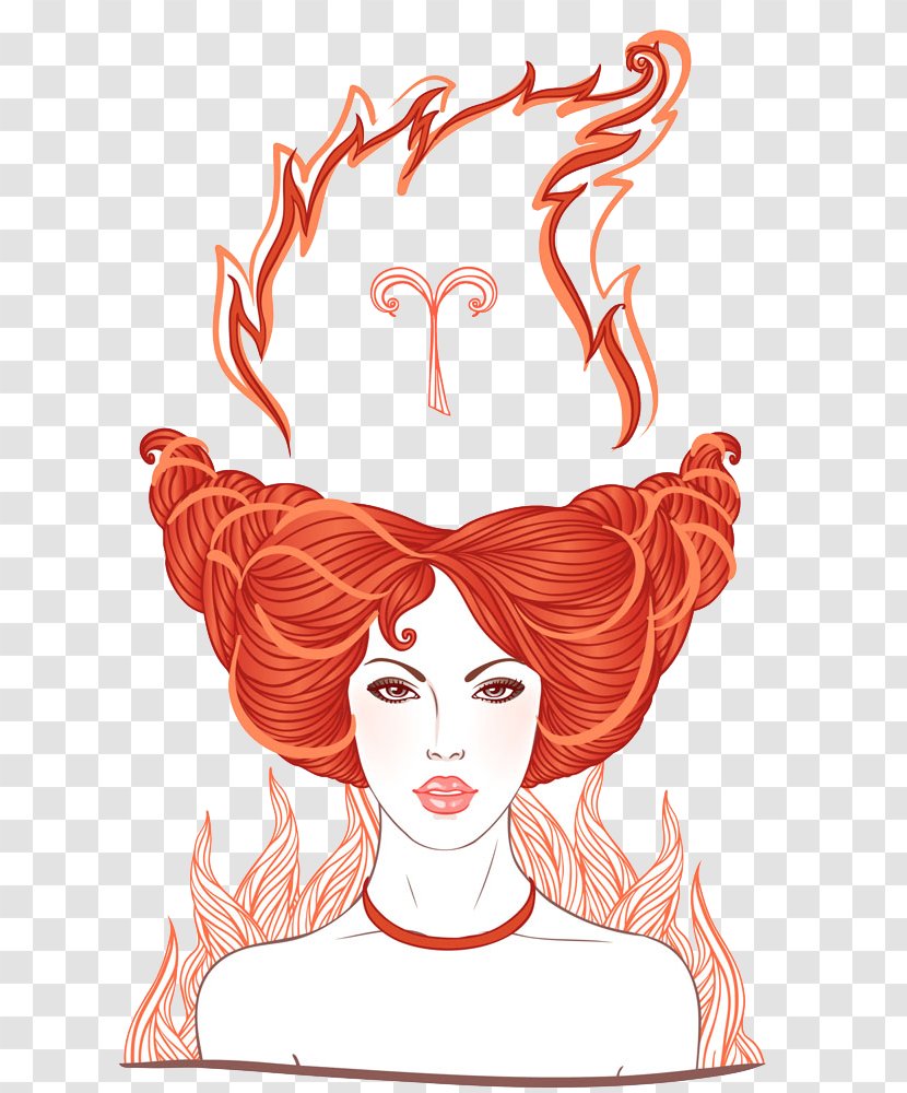 Aries Astrological Sign Zodiac Illustration - Cartoon - Weird Hair Woman Transparent PNG