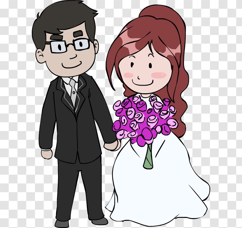 Cartoon Wedding Drawing Clip Art - Watercolor - Couple Images Transparent PNG