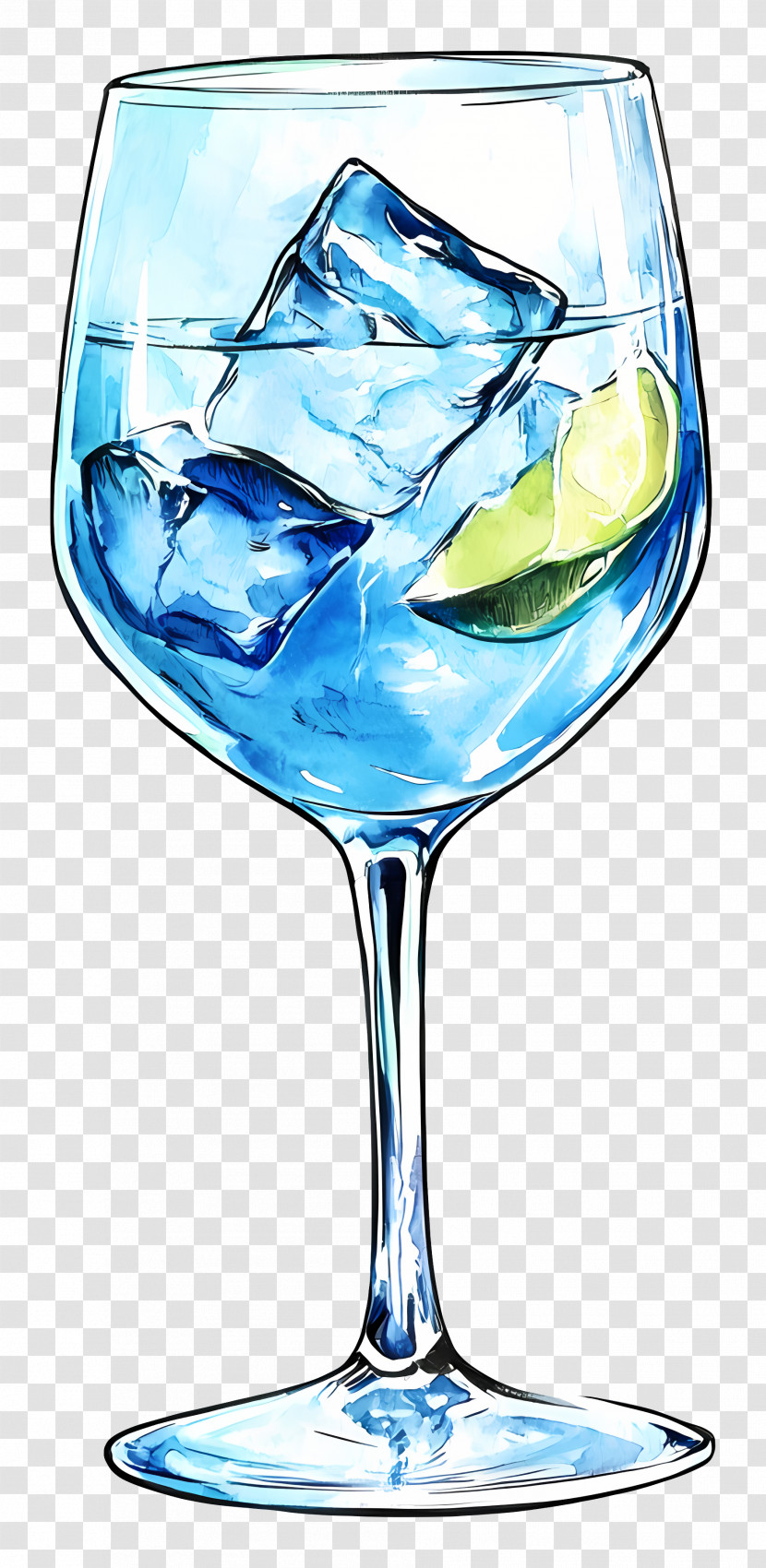 Bombay Sapphire Glass - Refreshing Blue Cocktail With Lime Transparent PNG