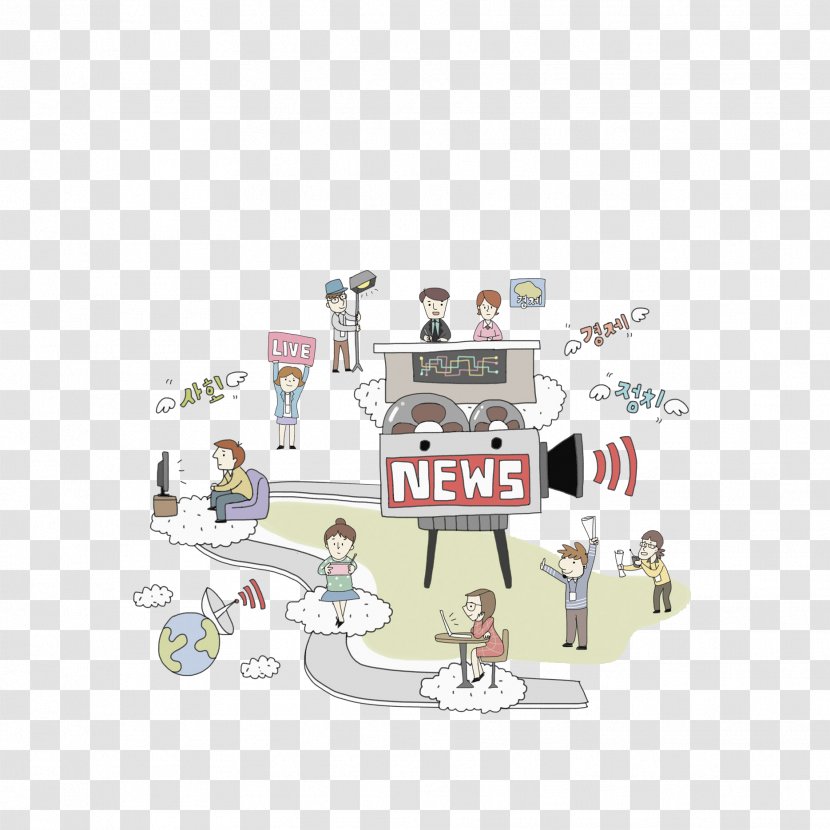 Cartoon Audience Broadcasting Television Illustration - Communicatiemiddel - TV Transparent PNG