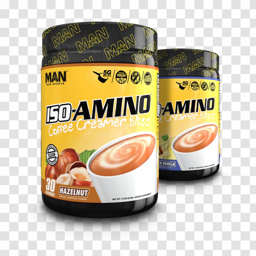 MAN Sports ISO-Amino Coffee Creamer Non-dairy Coffee-Mate Branched-chain Amino Acid - Hazelnut - Blue Bottle Menu Transparent PNG