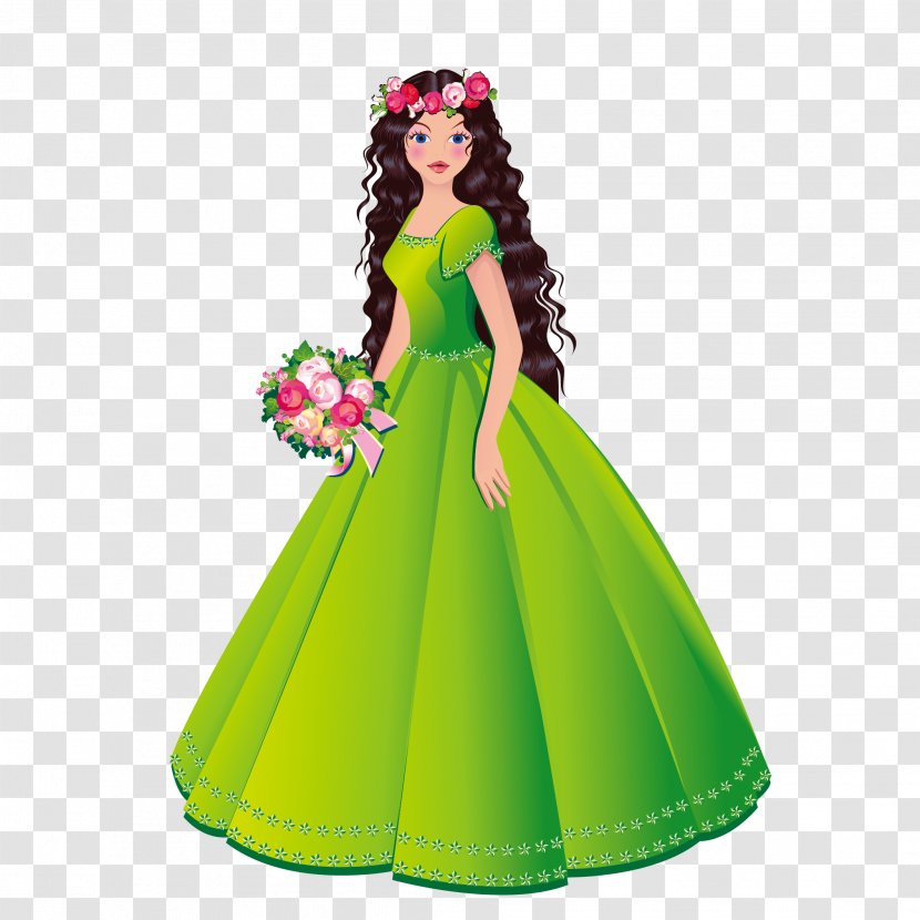 Princess Royalty-free Stock Photography Clip Art - Gown - A Beautiful Wearing Green Dress Transparent PNG