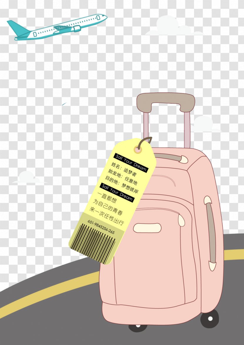 Airplane Aircraft Cartoon Suitcase - Background Elements Transparent PNG