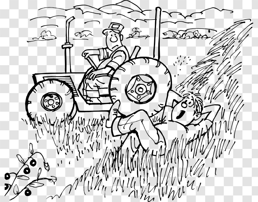 Line Art Drawing Clip - Frame - How To Draw Farmer Transparent PNG