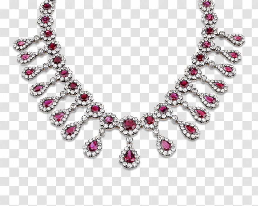 Necklace Jewellery Gemstone Ruby Diamond - Jewelry Making - Pearl Transparent PNG