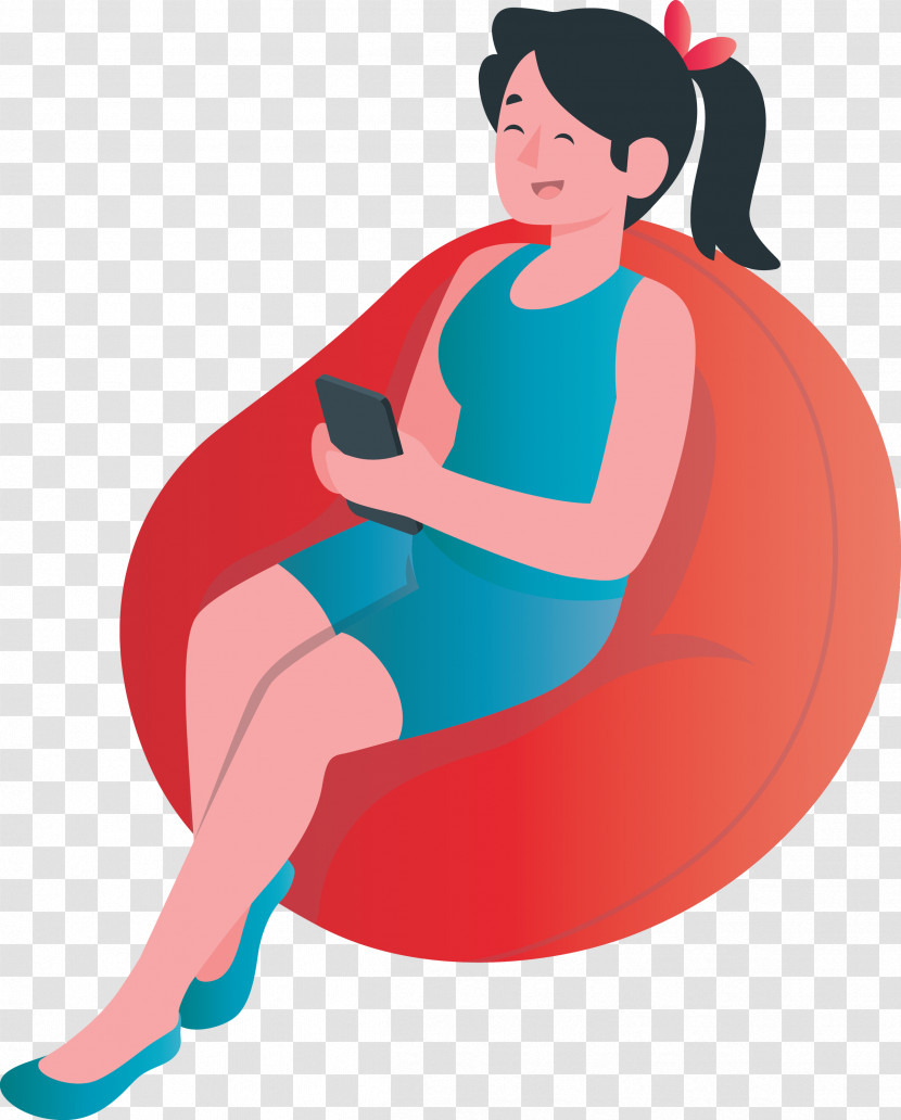 Girl Playing Mobile Phone Transparent PNG