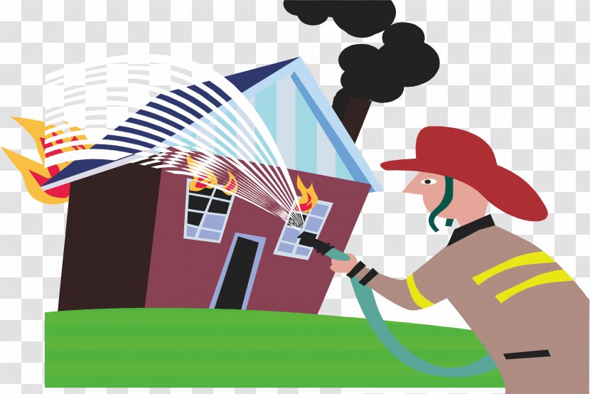 Firefighting Illustration - People Painted Fire Transparent PNG