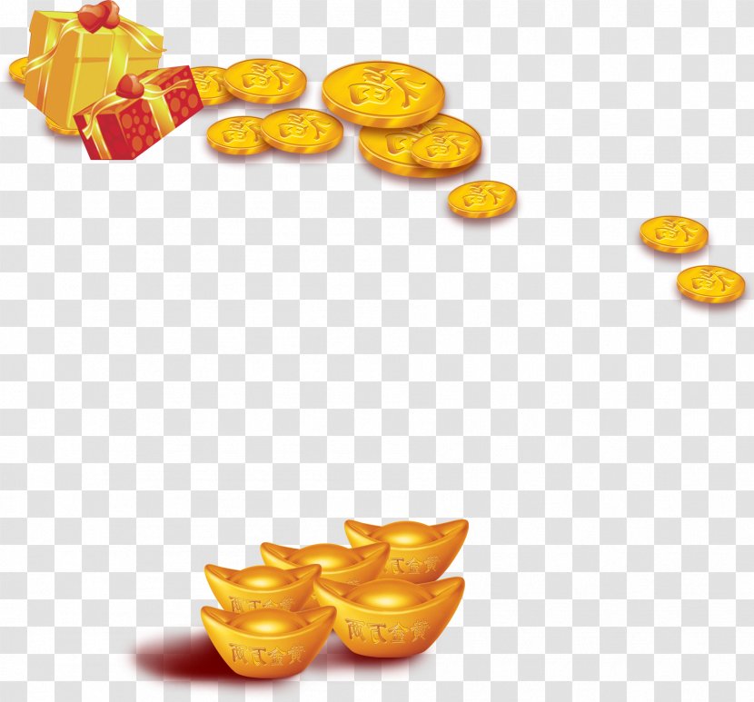 Gold Bar Gift Computer File - Fruit - Three-dimensional Metal Ingot Box Combination Transparent PNG