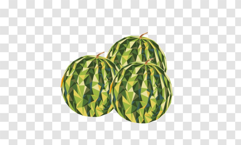 Low Poly Fruit Illustration - Watermelon - Mosaic Transparent PNG