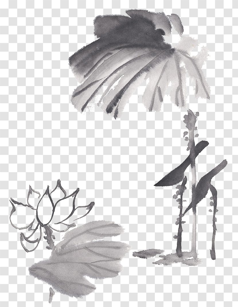 China Ink Wash Painting - Brush - Chinese Style Lotus Transparent PNG