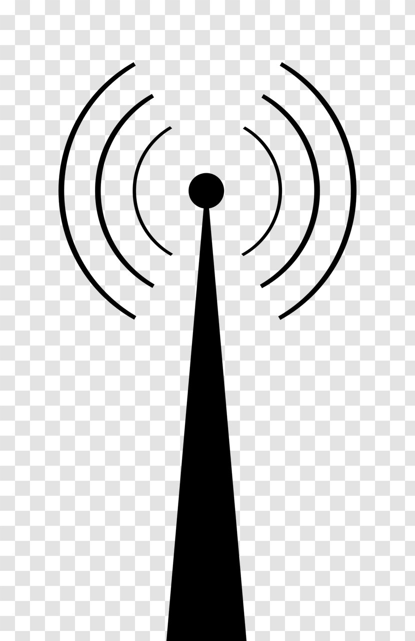 Radio Telecommunications Tower Clip Art - Monochrome Transparent PNG
