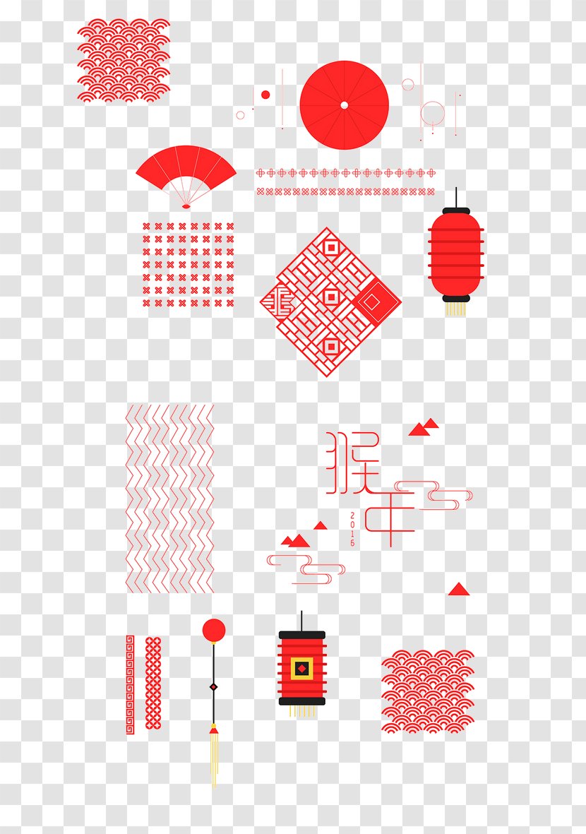 Paper Texture Mapping - Textile - Chinese New Year Red Decorative Material Transparent PNG