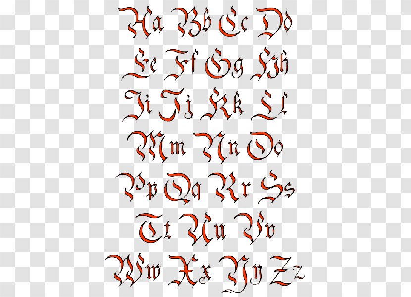 Lettering Tattoo Old English Latin Alphabet - Letter Case - Letters Design Transparent PNG