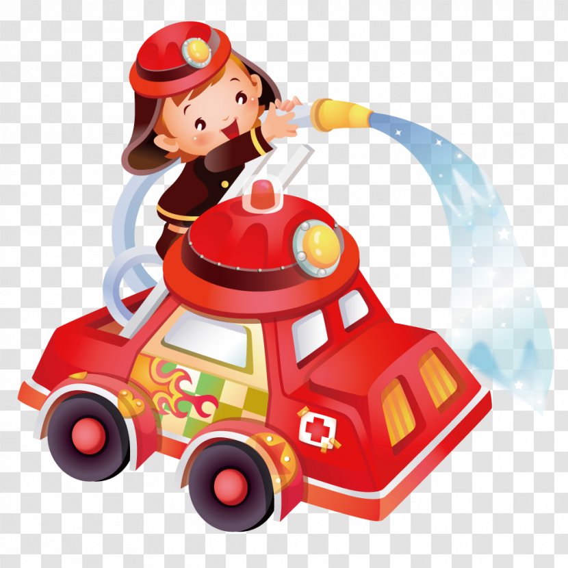 Firefighter Cartoon Wallpaper - Fire Engine - Firefighters Put Out The Transparent PNG