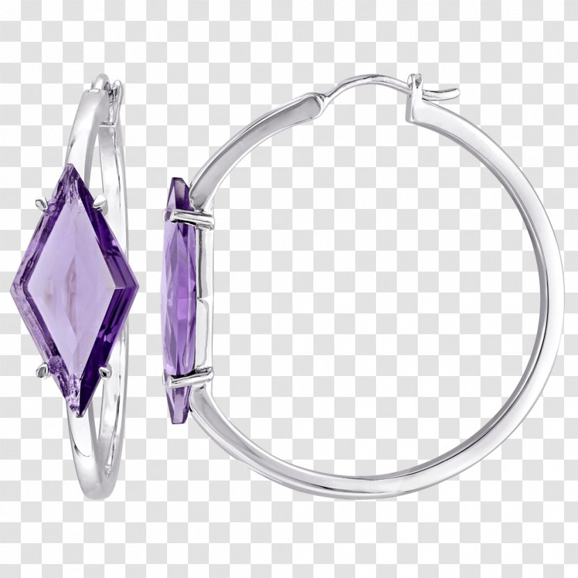 Amethyst Earring Sterling Silver Jewellery - Platinum Transparent PNG