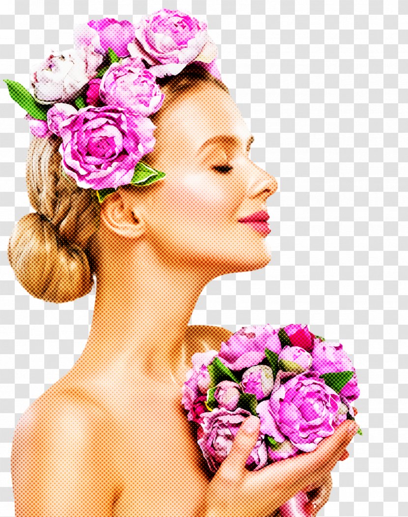 Hair Flower Pink Beauty Skin - Cut Flowers - Headpiece Plant Transparent PNG