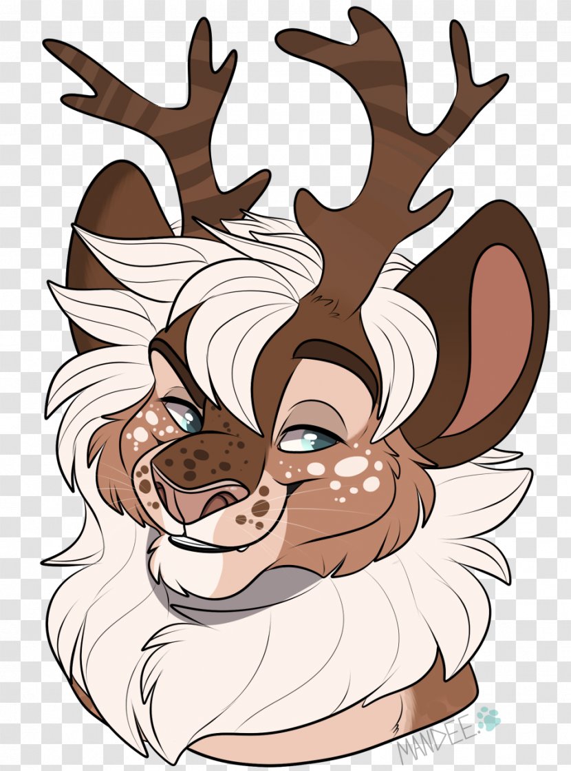 Reindeer Illustration Clip Art Ear Antler - Natural Material - Cute Furry Drawings Deer Transparent PNG