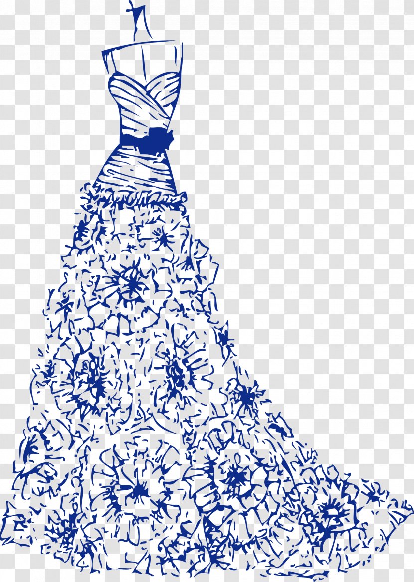 Robe Drawing Cartoon Wedding Dress Marriage - Flowers Perspective Transparent PNG