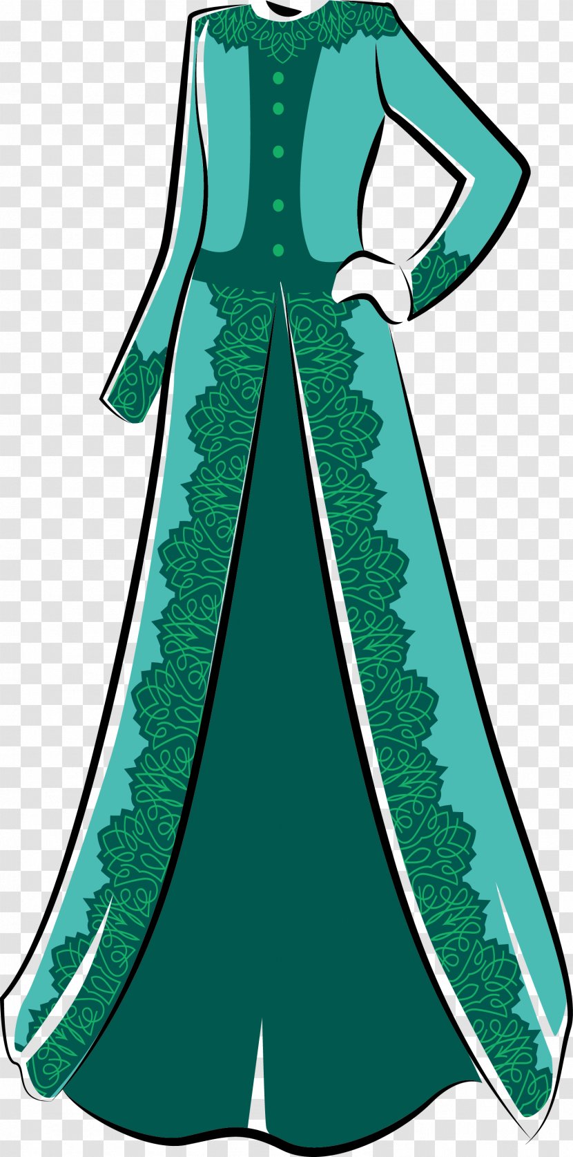 Dress Malachite Green - Costume - Hand-painted Festive Transparent PNG