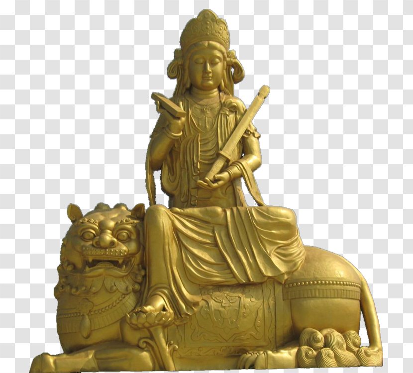 Mount Wutai Manjushri Guanyin Buddhism Bodhisattva - Metal - Golden Buddha Image Transparent PNG